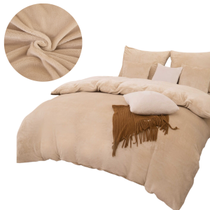 Pościel Z Mikrofibry MIŚ 200x220 COZY taupe Ciepła Zimowa Gruba Komplet