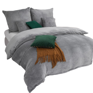 Pościel Z Mikrofibry MIŚ 200x220 COZY szary Ciepła Zimowa Gruba Komplet