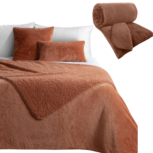 Narzuta Na Łóżko 220x240 cm NINA mocha Koc Pled Na Kanapę Dwustronna Kapa