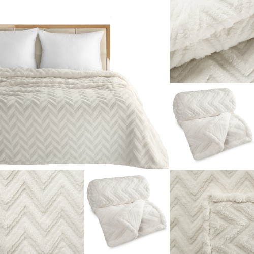 Koc Narzuta Fotelówka 70x160 Eurofirany JODŁA kremowa Na Prezent 350gsm