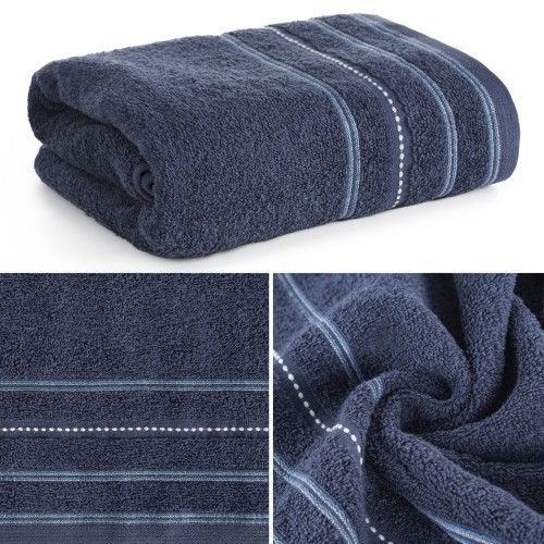 Ręcznik Kąpielowy 70x140 Eurofirany VENTO granatowy Bawełna Frotte 500g Gruby 