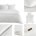 Pościel Bawełniana W Prążki 140x200 VERA biała Komplet Eurofirany Hotelowa