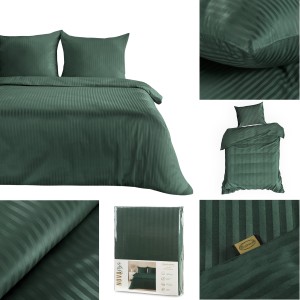 Pościel Bawełniana W Prążki 200x220 VERA c zielony Komplet Eurofirany Hotelowa