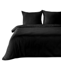 Pościel Bawełniana W Prążki 160x200 VERA czarny Komplet Eurofirany Hotelowa