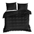 Pościel Bawełniana W Prążki 160x200 VERA czarny Komplet Eurofirany Hotelowa