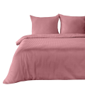 Pościel Bawełniana W Prążki 200x220 VERA różowy Komplet Eurofirany Hotelowa
