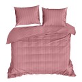Pościel Bawełniana W Prążki 160x200 VERA różowy Komplet Eurofirany Hotelowa