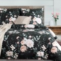 Pościel Bawełniana Komplet 140x200 ROSITA 1 czarna W Kwiaty Eurofirany
