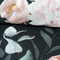 Pościel Bawełniana Komplet 140x200 ROSITA 1 czarna W Kwiaty Eurofirany