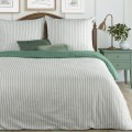 Pościel Satynowa 160x200 RAYA biały+mięta Eurofirany Dwustronna W Paski
