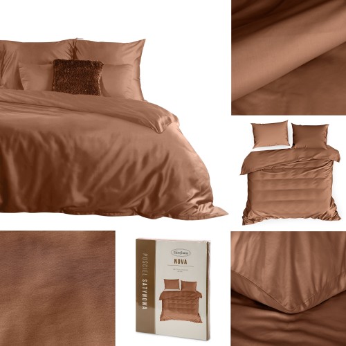 Pościel 160x200 Bawełna Satynowa NOVA ceglany Eurofirany Dwustronna Komplet