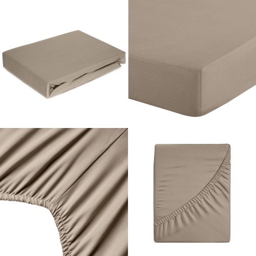 Prześcieradło Z Gumką 160x200+30cm SOFT beżowe Eurofirany Grube Na Materac