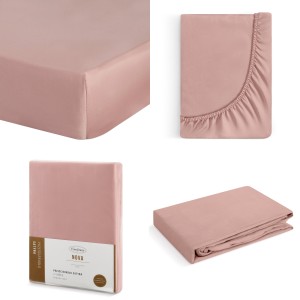 Prześcieradło z Gumką 220x200 + 30cm NOVA 3 różowe Eurofirany 100% Bawełna