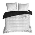Pościel Satynowa 220x200 RAYA biały+czarny Eurofirany Dwustronna W Paski