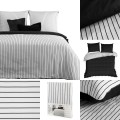 Pościel Satynowa 160x200 RAYA biały+czarny Eurofirany Dwustronna W Paski