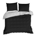 Pościel Satynowa 160x200 RAYA biały+czarny Eurofirany Dwustronna W Paski