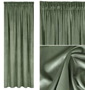 Eurofirany Zasłona o aksamitnej strukturze 140x270 Taśma MELANIE oliwkowy