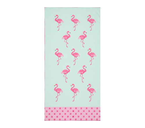 Ręcznik Plażowy Kąpielowy 70x145 Flaming Miętowy Szybkoschnący Designerski 