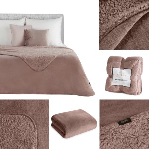 Koc Dwustronny 150x200 Polar Bukla TEDY mocha Eurofirany Sherpa Baranek