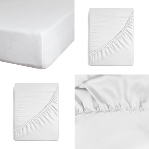 Prześcieradło Z Gumką JERSEY 140x200+25cm białe Grube Kolory Miękkie 