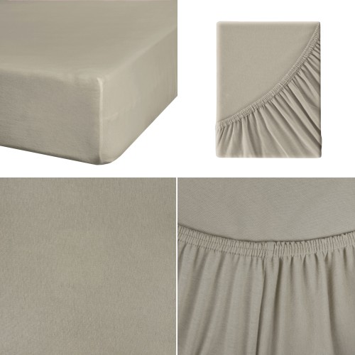 Prześcieradło Z Gumką JERSEY 180x200+25cm beżowe Grube Kolory Miękkie 