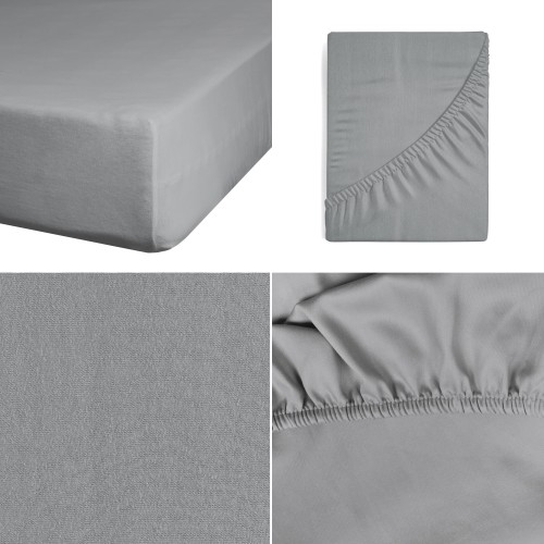 Prześcieradło Z Gumką JERSEY 100x200+25cm j. szare Grube Kolory Miękkie 