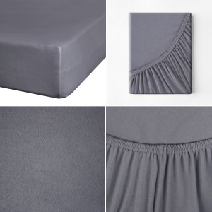 Prześcieradło Z Gumką JERSEY 160x200+25cm c. szare Grube Kolory Miękkie 