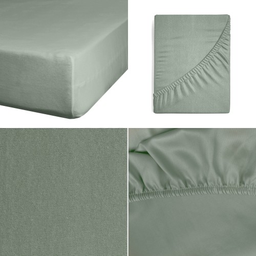 Prześcieradło Z Gumką JERSEY 180x200+25cm szałwia Grube Kolory Miękkie 