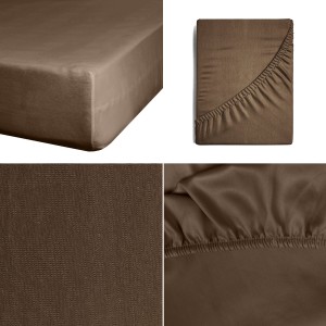 Prześcieradło Z Gumką JERSEY 220x200+25cm brązowe Grube Kolory Miękkie 