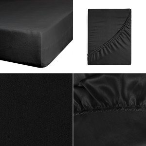 Prześcieradło Z Gumką JERSEY 160x200+25cm czarne Grube Kolory Miękkie