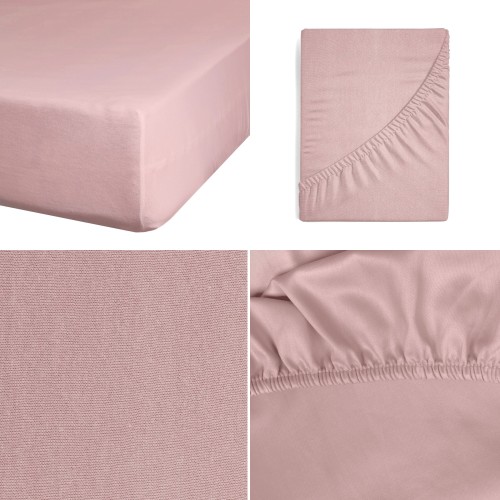 Prześcieradło Z Gumką JERSEY 100x200+25cm różowe Grube Kolory Miękkie