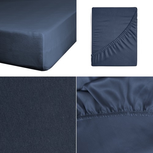 Prześcieradło Z Gumką JERSEY 140x200+25cm granat Grube Kolory Miękkie