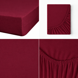 Prześcieradło Z Gumką JERSEY 140x200+25cm bordo Grube Kolory Miękkie