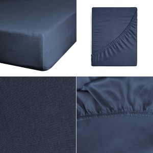 Prześcieradło Z Gumką JERSEY 160x200+25cm granat Grube Kolory Miękkie