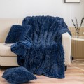 Narzuta Na Łóżko 150x200 Włochacz Futrzak Koc YETI granat Miękki Pled