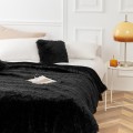 Narzuta Na Łóżko 200x220 Włochacz Futrzak Koc YETI czarny Miękki Gruby Pled