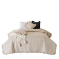 Narzuta na łóżko 240x260 RUFFY beżowa Designerska Z Falbaną Pikowana