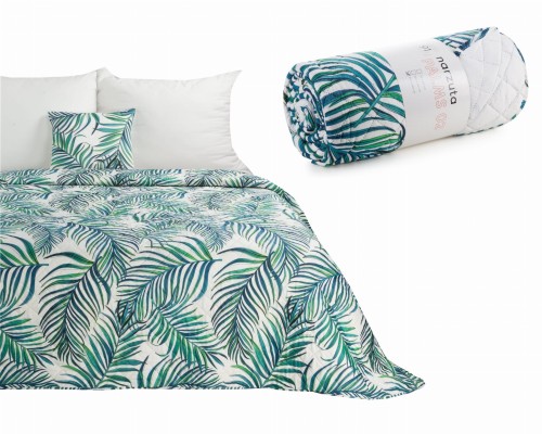 Narzuta Na Łóżko 220x240 Design91 PALMS biały+ziel