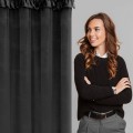 Zasłona Z Falbanami Welwet 140x250 ERIN czarna Eurofirany Na Przelotkach
