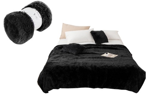 Narzuta Na Fotel 70x150 Włochacz Futrzak Koc Fotelówka Pled YETI czarny