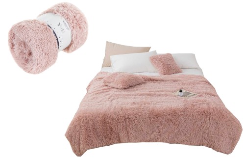 Narzuta Na Fotel 70x150 Włochacz Futrzak Koc Fotelówka Pled YETI puder