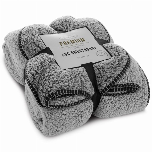 Koc Narzuta 70x160 Bukla KOALA stal+biały Sherpa Eurofirany Gruby 250gsm