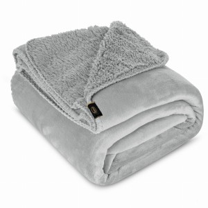 Koc Dwustronny 200x220 Polar Bukla TEDY srebrny Eurofirany Sherpa Baranek