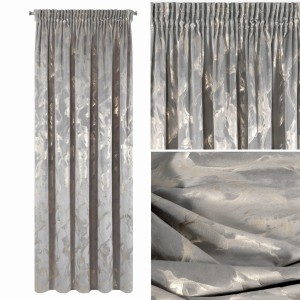 Zasłona Na Taśmie Welwetowa 140x270 NAIRA stal+złoty Eurofirany Haczyki