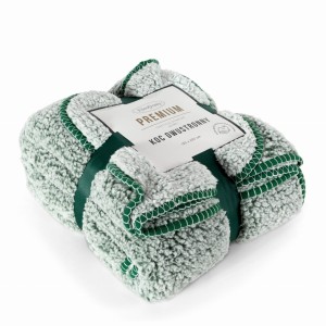 Koc Narzuta 150x200 Bukla KOALA zielony+biały Sherpa Eurofirany Gruby 250gsm