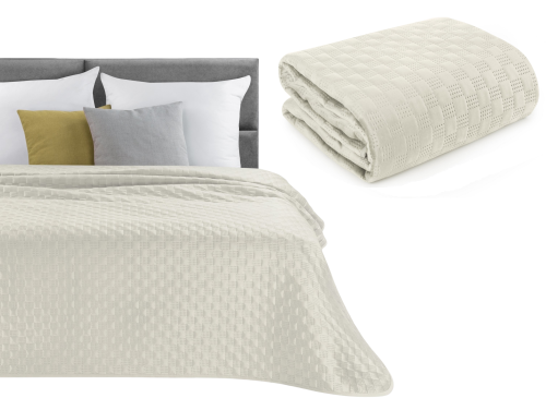 Narzuta Na Łóżko 170x210 Eurofirany SOFIA 4 krem Welwet Pikowana Krata