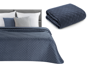 Narzuta Na Łóżko 170x210 Eurofirany SOFIA 4 granat Welwet Pikowana Krata