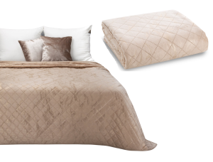 Narzuta Na Łóżko 170x210 Kapa LUIZ 6 beż+złoty Eurofirany Welwet Pikowana