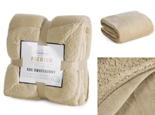 Koc Fotelówka 70x160 Polar Bukla TEDY jasny beż Eurofirany Sherpa Baranek