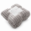 Koc Narzuta Flano 200x220 Eurofirany SOFT beż Na Prezent Pasy 300gsm
